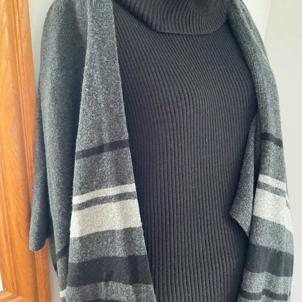 Wool mix black super cowl dress tunic Danier sleeveless - Picture 7 of 7